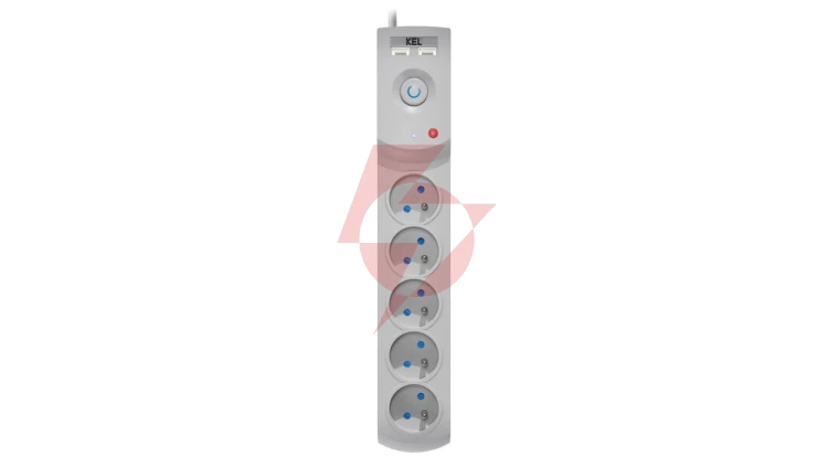 Przedłużacz przeciwprzepięciowy professional 5 gniazd 2xUSB 3m 10A 230V 2300W szary W-100041