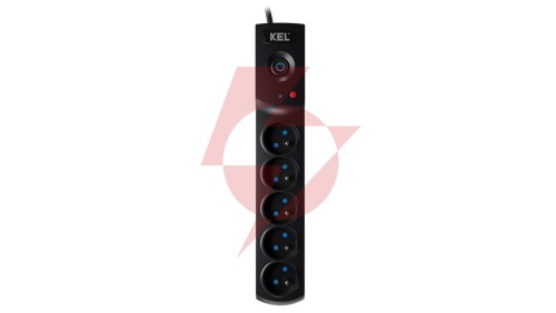 Przedłużacz przeciwprzepięciowy professional 5 gniazd 1,5m 10A 230V 2300W czarny W-100037