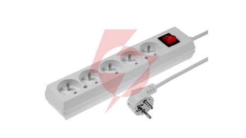 Przedłużacz z wyłącznikiem 5-gniazd z/u 10A 3m /OMY 3x1/ biały PS-570WS T-106010