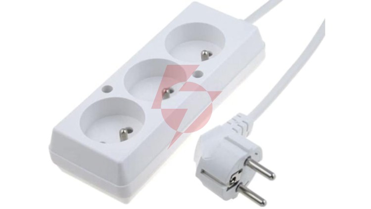 Przedłużacz 3-gniazda z/u 10A 5m /OMY 3x1/ biały PS-370 T-105430