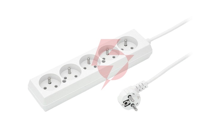 Przedłużacz 5-gniazd z/u 10A 3m /OMY 3x1/ biały PS-570 T-105810