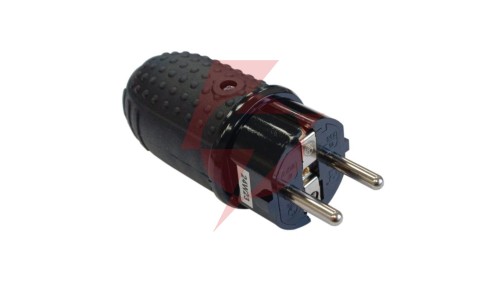 Wtyczka gumowa 2P+Z IP44 250V~ 16 A 3680W prosta czarna 24016