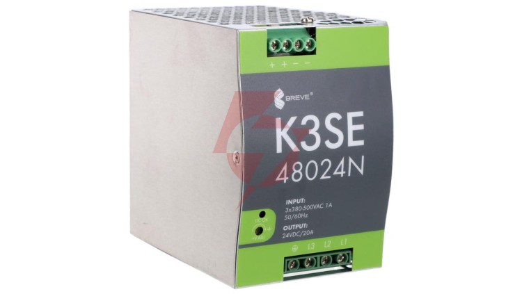 Zasilacz impulsowy K3SE 48024 3x400/ 24VDC 20A 480W na szynę DIN, Uzas: 340-550VAVAC, Ta70, 17000-1014