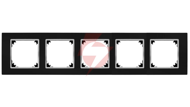 VESTRA ramka pięciokrotna IP20 czarny/chrom 3875-46