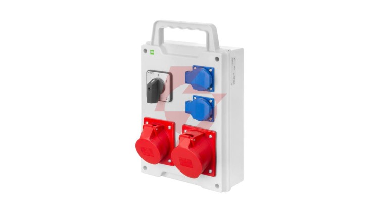 Rozdzielnica budowlana RS wyłącznik 0/1, 2X2P+Z, 16A/5P, 32A/5P, IP44 6214-16