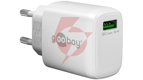 Szybka ładowarka sieciowa USB QC 3.0 (18 W) biała, 1x port USB-A 61672