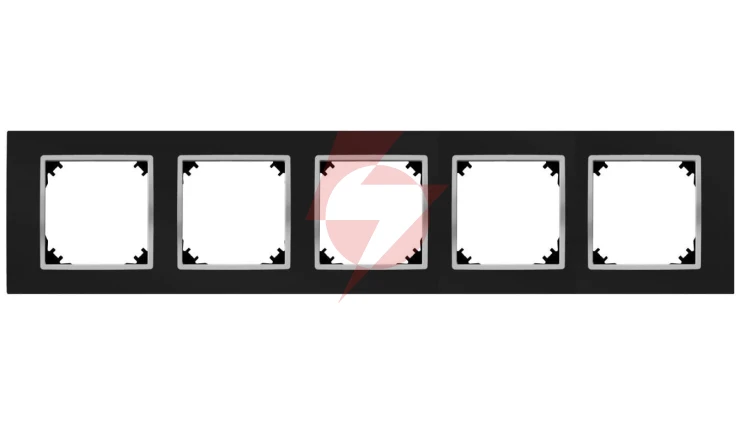 SANTRA ramka pięciokrotna IP20 czarny/chrom 4175-46