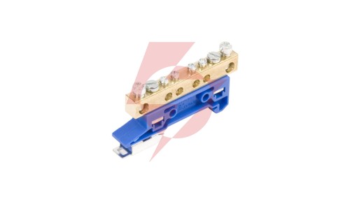 Zacisk ochronny 2x16mm2, 4x4mm2 mosiądz mocowanie na szynę TS35 niebieski ZO-2106 A14-2036