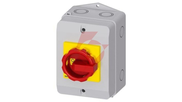 Rozłącznik główny/awaryjny w obudowie 3P 16A 7.5kW AC23A 400V styki pom 1Z 1R pokrętło żółto-czerwone 3LD2064-1GP53