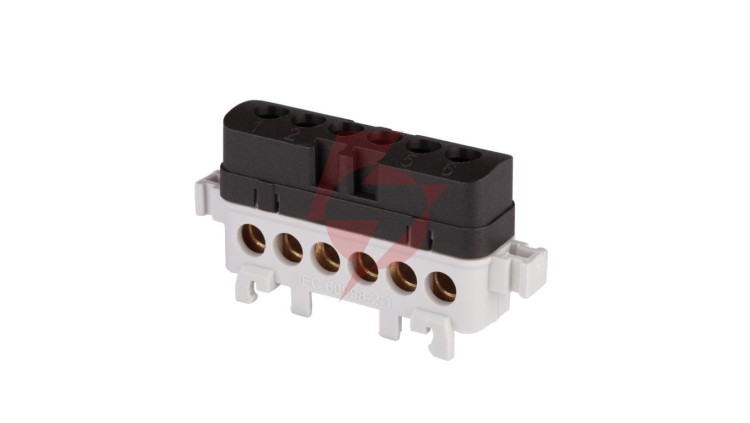 Listwa przyłączeniowa izolowana LPI-6s 6-otworów 76A IP20 czarna A18-0038