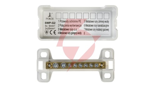 Szyna wyrównawcza do wyrównania potencjału 6x1,5-6mm2, 2x6-25mm2 SWP-G2 SWP-G2 A14-6208