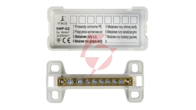 Szyna wyrównawcza do wyrównania potencjału 6x1,5-6mm2, 2x6-25mm2 SWP-G2 SWP-G2 A14-6208