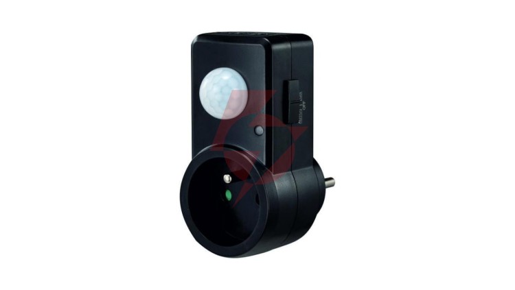 Czujnik ruchu PIR wtyczkowy 120 st. 300W zasięg 9m czarny w całości CP-10C