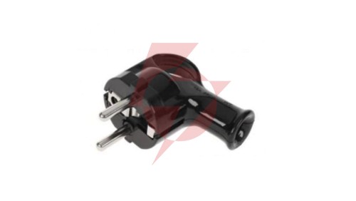 Wtyczka kątowa z uchwytem unischuko 2P+Z IP20 250V 16 A, czarna 24014
