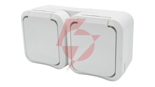 Gniazdo z uziemieniem podwójne natynkowe Aqua Pro IP55 białe 60225