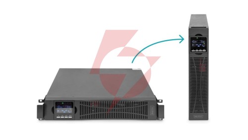 Zasilacz awaryjny UPS Online Rack 19 LCD 1000VA/1000W 2x12V/9Ah 8xC13 1xC14 USB RS232 RJ45 Głębokość 325mm DN-170093