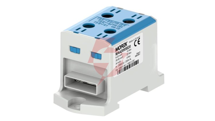 Złączka OTL95-2B niebieski 2xAl/Cu 6-95mm2 3x1x24 1000V AC/1500V DC Zacisk uniwersalny z wejściem na szynę elastyczną MAA2095B20
