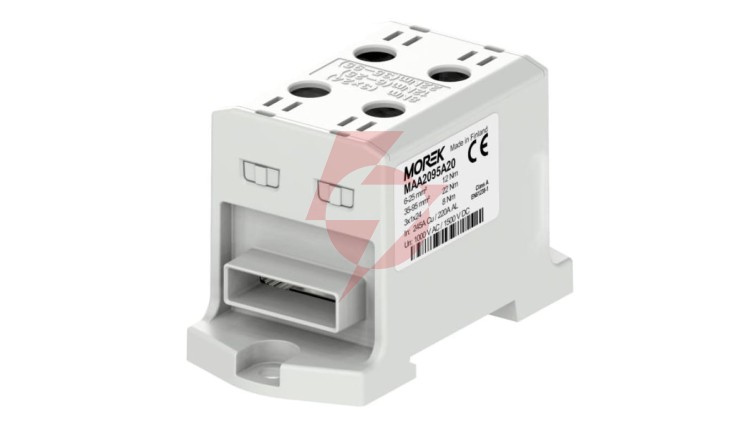 Złączka OTL95-2B szary 2xAl/Cu 6-95mm2 3x1x24 1000V AC / 1500V DC Zacisk uniwersalny z wejściem na szynę elastyczną MAA2095A20