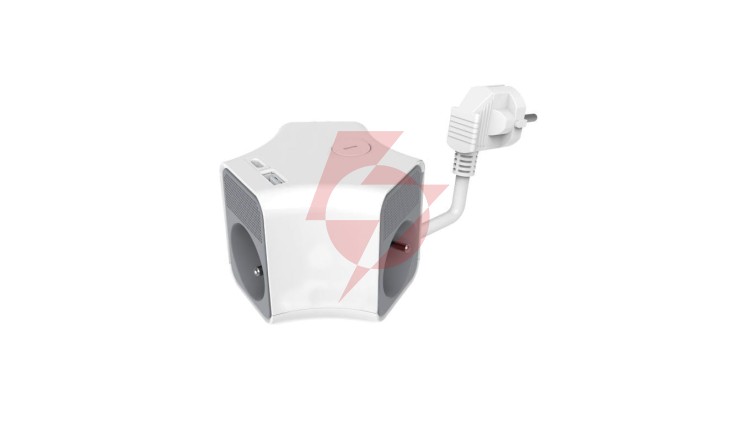 Przedłużacz stały 3x z włącznikiem oraz gniazdami USB A USB C 2m PS-370WS/K+USBA+USBC/2 E W-30019