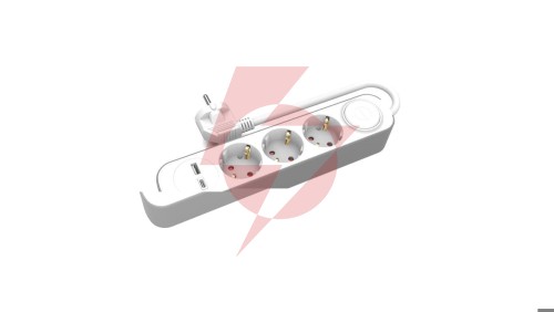 Przedłużacz stały 3x z włącznikiem oraz gniazdami USB A USB C 3m schuko PS-370SWS+USBA+USBC/3 E W-30007