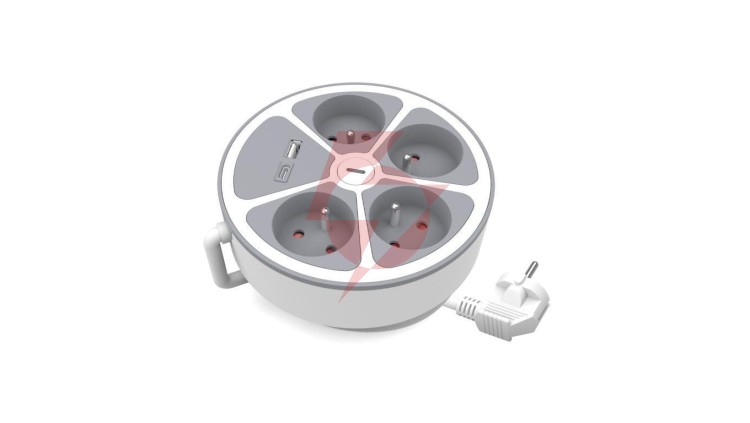 Przedłużacz stały 4x z włącznikiem oraz gniazdami USB A USB C 2m PS-470WS/O+USBA+USBC/2 E W-30016