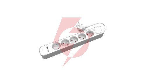 Przedłużacz stały 5x z włącznikiem oraz gniazdami USB A USB C 3m PS-570WS+USBA+USBC/3 E W-30004