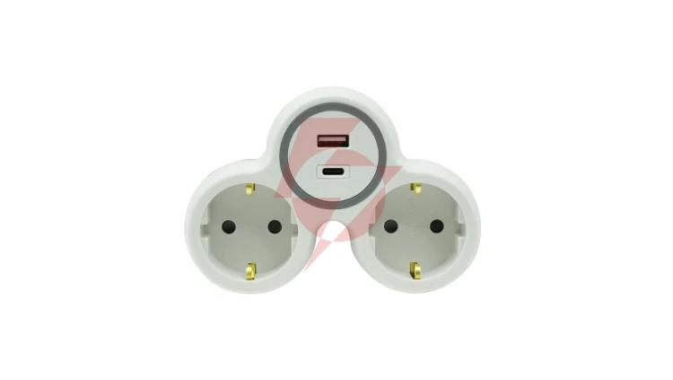 Rozgałęźnik dwukrotny 2x gniazdo wtyczkowe z/u schuko 1xUSB A 1xUSB C R-21WS/S/B W-72010
