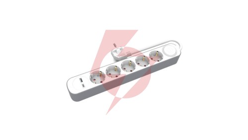 Przedłużacz stały 5x schuko włącznik oraz 1xUSB A 1xUSB C 5m PS-570SWS+USBA+USBC/5 E W-30011