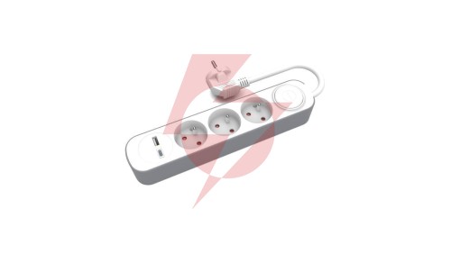 Przedłużacz stały 3x z włącznikiem oraz gniazdami USB A USB C 3m PS-370WS+USBA+USBC/3 E W-30001