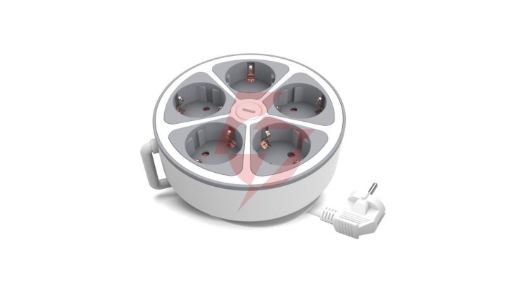 Przedłużacz stały 5x schuko włącznik 2m PS-570SWS/O/2 E W-30012