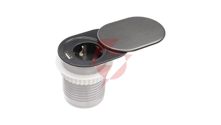 Gniazdo meblowe do zabudowy 1 złącze wtyczkowe 1xUSB A schuko GMZ-2 W-72012