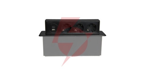 Gniazdo meblowe do zabudowy 3 złącza wtyczkowe schuko 1xUSB A 1xUSB C GMZ/S-5AP W-72015