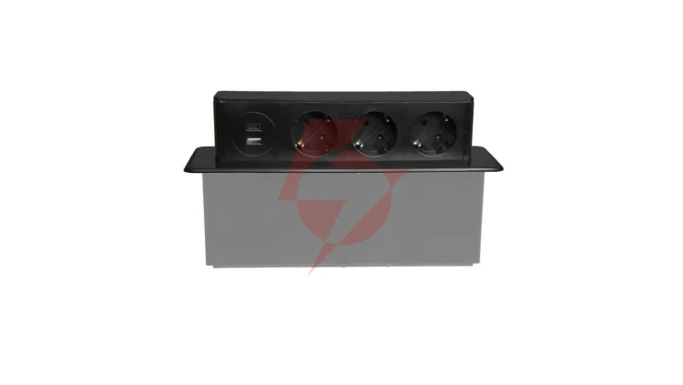 Gniazdo meblowe do zabudowy 3 złącza wtyczkowe schuko 1xUSB A 1xUSB C GMZ/S-5AP W-72015