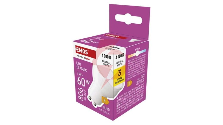 Żarówka LED Classic MR16 GU10 7W 800lm 4000K neutralna biel ZQ8E43