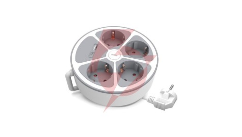 Przedłużacz stały 4x z włącznikiem oraz gniazdami USB A USB C 2m schuko PS-470SWS/O+USBA+USBC/2 E W-30015