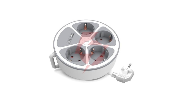 Przedłużacz stały 4x z włącznikiem oraz gniazdami USB A USB C 2m schuko PS-470SWS/O+USBA+USBC/2 E W-30015
