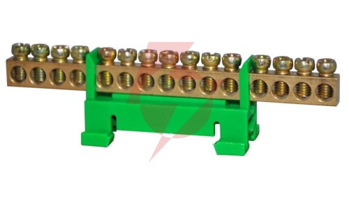 Listwa zaciskowa 15-polowa 10mm2 TH35 zielona LZ-15G
