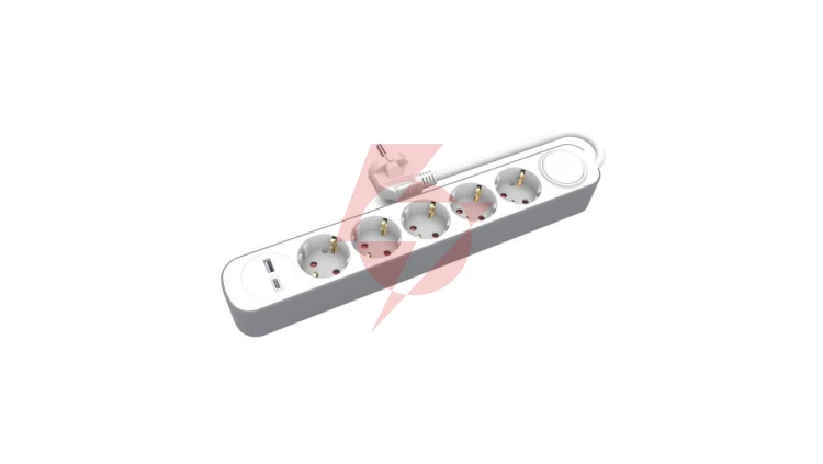 Przedłużacz stały 5x schuko włącznik oraz 1xUSB A 1xUSB C 3m PS-570SWS+USBA+USBC/3 E W-30010
