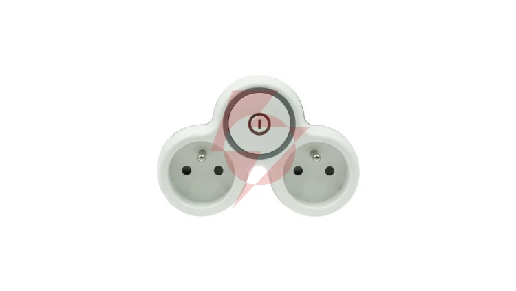 Rozgałęźnik wtyczkowy dwukrotny z/u z włącznikiem R-21WS/B W-72002
