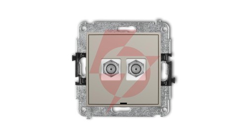 MINI Mechanizm gniazda antenowego podwójnego typu F (SAT) niklowany, bez pola opisowego taupe 60MGFBO-2