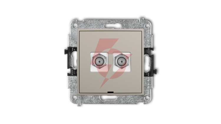 MINI Mechanizm gniazda antenowego podwójnego typu F (SAT) niklowany, bez pola opisowego taupe 60MGFBO-2