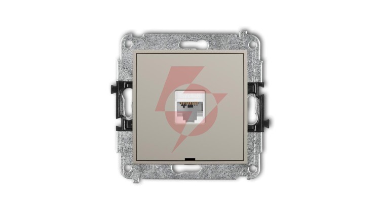 MINI Mechanizm gniazda komputerowego pojedynczego 1xRJ45, kat. 6, 8-stykowy, bez pola opisowego taupe 60MGKBO-3