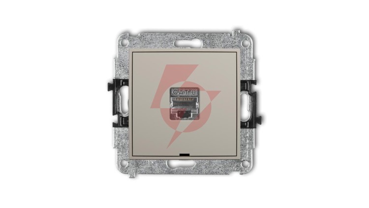 MINI Mechanizm gniazda komputerowego pojedynczego 1xRJ45, kat. 5e, ekranowany, 8-stykowy, bez pola opisowego taupe 60MGKBO-1e