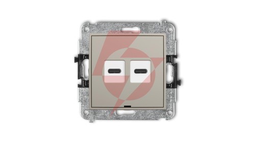 MINI Mechanizm ładowarki USB podwójnej 2xUSB C, 20W max., bez pola opisowego taupe 60MCUSBBO-7