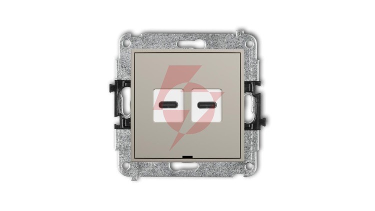 MINI Mechanizm ładowarki USB podwójnej 2xUSB C, 20W max., bez pola opisowego taupe 60MCUSBBO-7