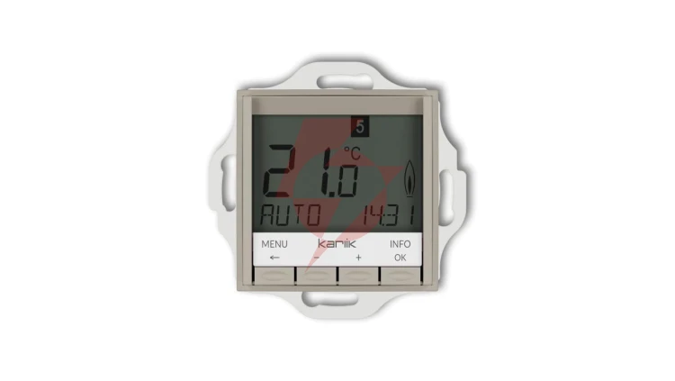 MINI Mechanizm uniwersalnego elektronicznego tygodniowego regulatora temperatury (podświetlenie niebieskie) taupe 60MRT-3.2