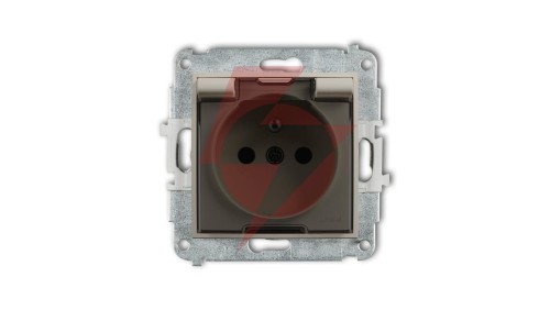 MINI Mechanizm gniazda bryzgoszczelnego z uziemieniem 2P+Z (klapka dymna, przesłony torów prądowych) taupe 60MGPB-1zdp