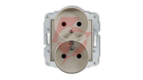 MINI Mechanizm gniazda podwójnego do ramki z uziemieniem 2x(2P+Z) (przesłony torów prądowych) taupe 60MGPR-2zp