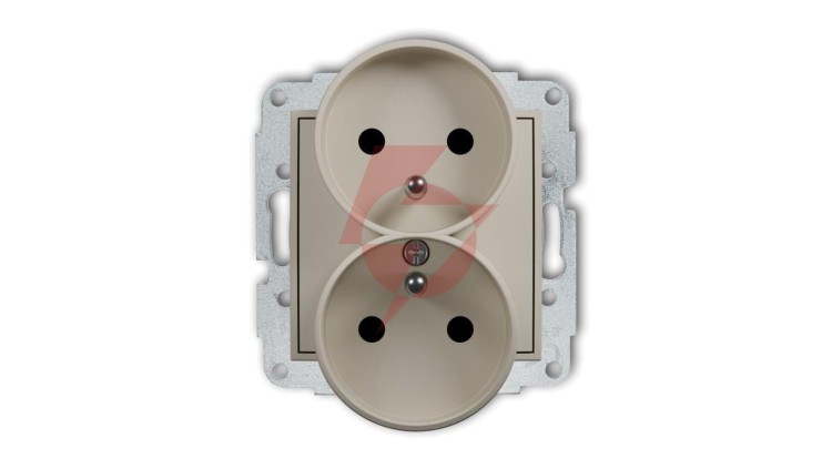 MINI Mechanizm gniazda podwójnego do ramki z uziemieniem 2x(2P+Z) (przesłony torów prądowych) taupe 60MGPR-2zp