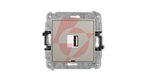 MINI Mechanizm ładowarki USB pojedynczej USB A, 10W max., 5V, 2A, bez pola opisowego taupe 60MCUSBBO-3